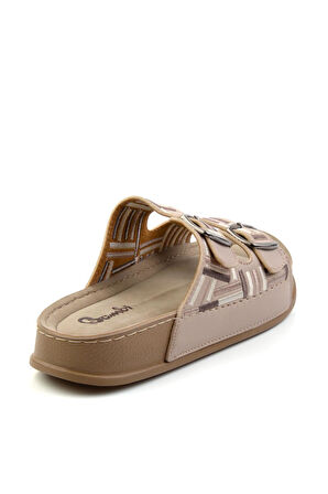 Bej Çok Renkli  Kadın Terlik K04099501209