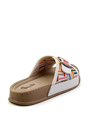 Beyaz Çok Renkli  Kadın Terlik K04099500109