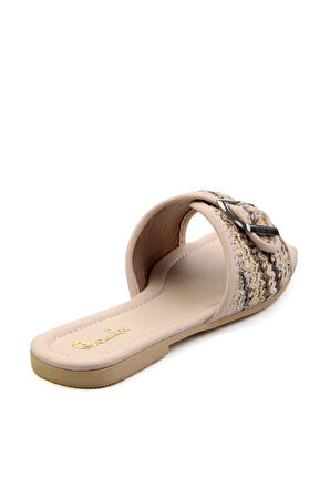 Bej Çok Renkli  Kadın Terlik K04101000809