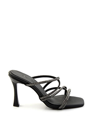 Mat Siyah Saten  Kadın Terlik K04124007638