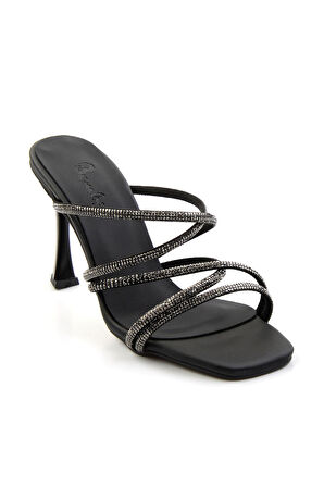 Mat Siyah Saten  Kadın Terlik K04124007638