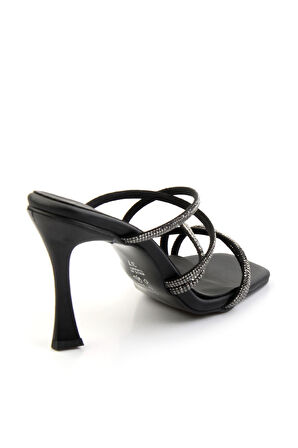 Mat Siyah Saten  Kadın Terlik K04124007638