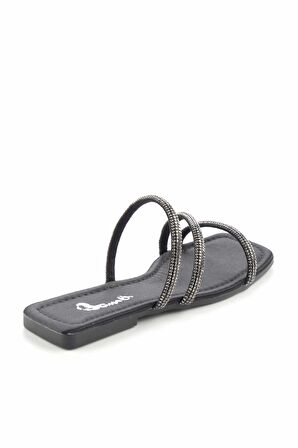 Bambi Siyah Saten  Kadın Terlik K04137000238