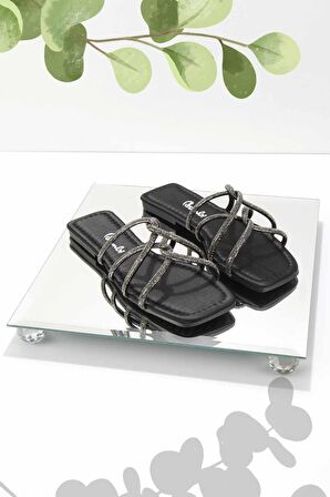 Bambi Siyah Saten  Kadın Terlik K04137000538