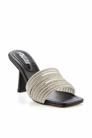 Siyah Lame  Kadın Terlik K04156010909