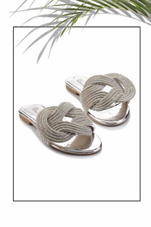 Lame Taşlı  Kadın Terlik K04192175087