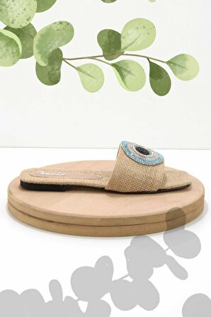 Bej Hasır  Kadın Terlik K04192163328