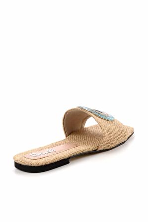 Bej Hasır  Kadın Terlik K04192163328