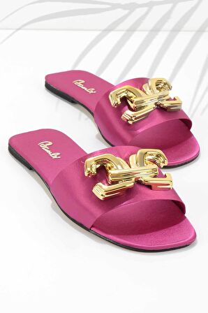 Bambi Fusya Saten  Kadın Terlik K04192162738