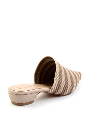 Bej Çizgili  Kadın Terlik K04213270782