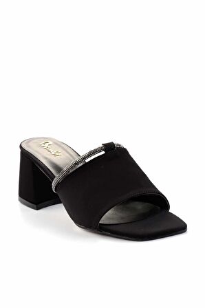 Siyah Platin Taşlı  Kadın Terlik K04233007504