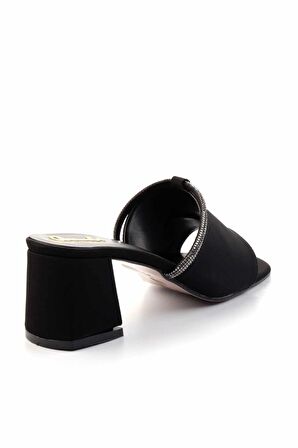 Siyah Platin Taşlı  Kadın Terlik K04233007504