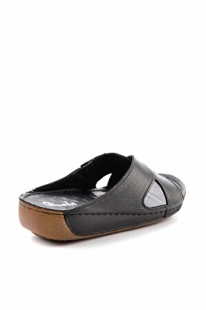 Siyah Hakiki Deri Kadın Terlik K04278333303