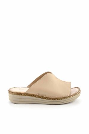 Bambi Bej Hakiki Deri Kadın Terlik K04281204003