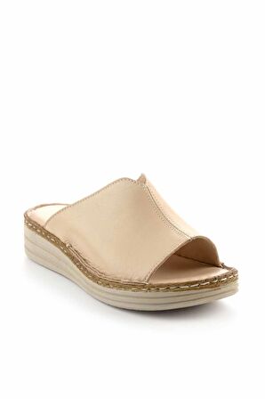 Bambi Bej Hakiki Deri Kadın Terlik K04281204003