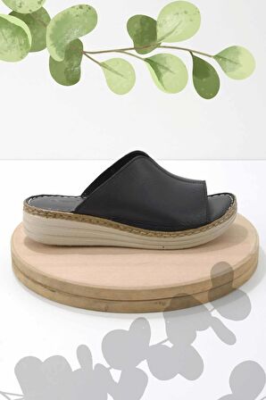 Bambi Siyah Hakiki Deri Kadın Terlik K04281204003