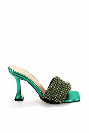 Bambi Metalik Yesil  Kadın Terlik K04284007409