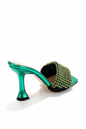 Bambi Metalik Yesil  Kadın Terlik K04284007409
