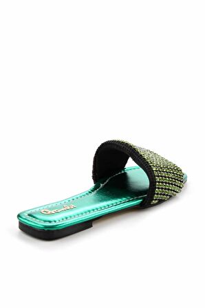 Bambi Metalik Yesil  Kadın Terlik K04284008609