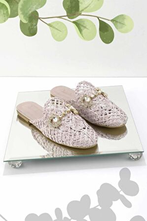 Bambi Bej Örgü  Kadın Terlik K04292766816