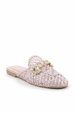 Bambi Bej Örgü  Kadın Terlik K04292766816