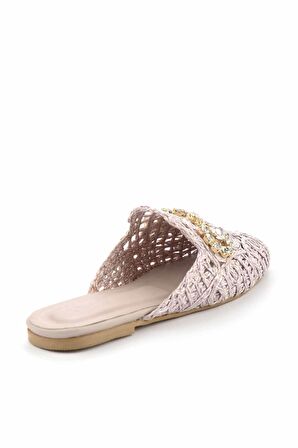 Bambi Bej Örgü  Kadın Terlik K04292766816