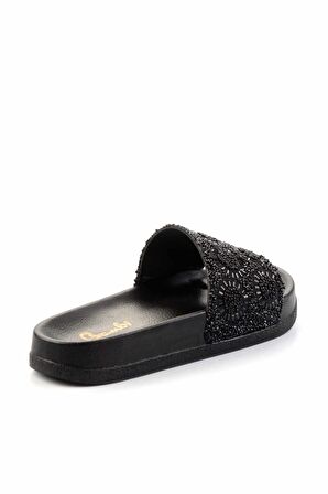 Siyah Taşlı  Kadın Terlik K04319430087