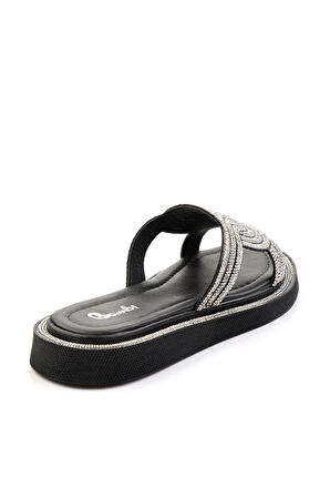 Siyah Lame  Kadın Terlik K04328023009