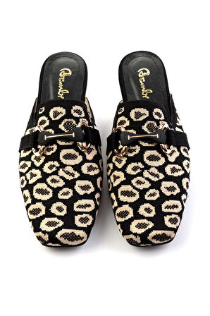 Siyah Leopar  Kadın Terlik K04327012482