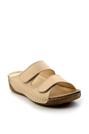 Bej Leather Kadın Terlik K04331023203