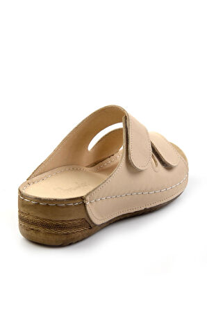 Bej Leather Kadın Terlik K04331023203