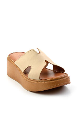 Bej Leather Kadın Terlik K04331126003