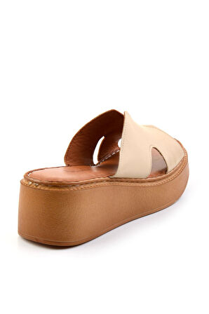 Bej Leather Kadın Terlik K04331126003