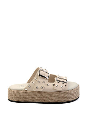 Bej Leather Kadın Terlik K04423050003