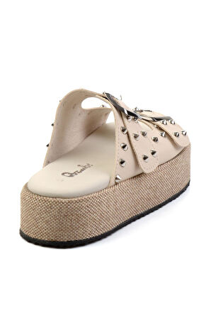 Bej Leather Kadın Terlik K04423050003