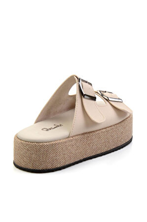 Bej Leather Kadın Terlik K04423050103