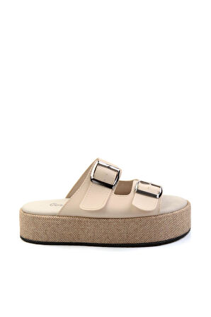 Bej Leather Kadın Terlik K04423050103
