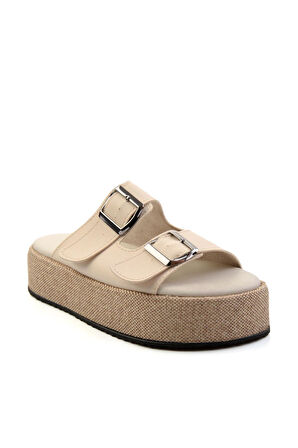 Bej Leather Kadın Terlik K04423050103