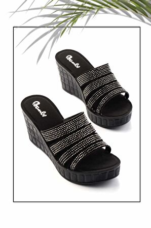 Platin Taşlı  Kadın Terlik K04496720987