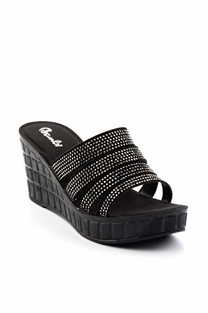 Platin Taşlı  Kadın Terlik K04496720987