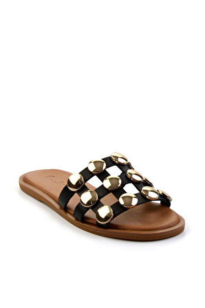 Siyah Leather Kadın Terlik K04507111103