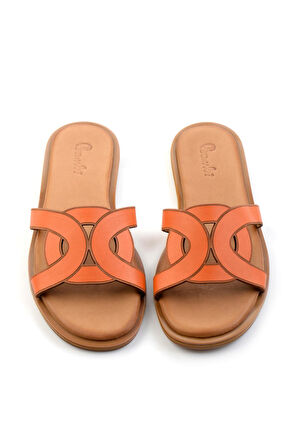 Turuncu Leather Kadın Terlik K04507240103