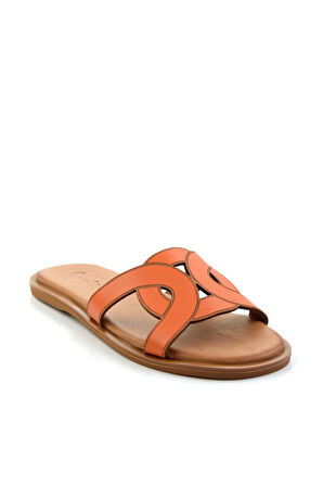Turuncu Leather Kadın Terlik K04507240103
