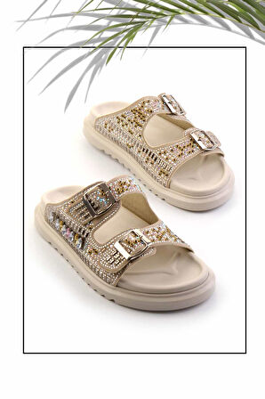 Bej Taşlı  Kadın Terlik K04545005087