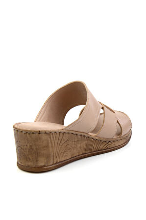 Bej Hakiki Deri Kadın Terlik K04552002103