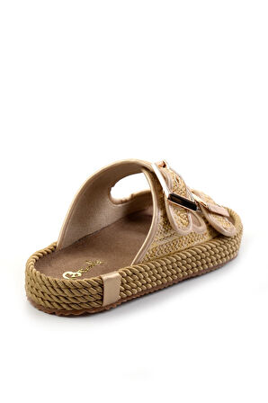 Bej Leather Kadın Terlik K04553030028