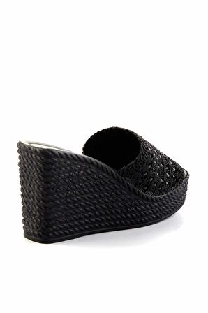 Siyah Örgü  Kadın Terlik K04566771216