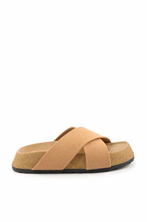 Bambi Vizon Nubuk  Kadın Terlik K04576202401