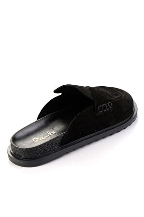 Siyah Hakiki Deri Kadın Terlik K04606021702