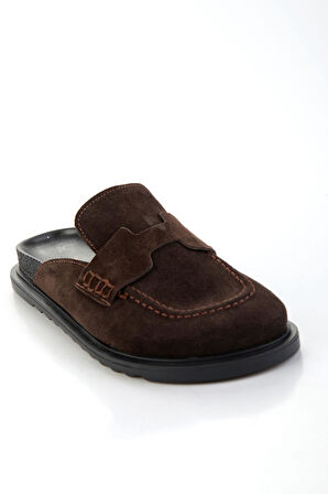 Kahve Hakiki Deri Kadın Terlik K04606021702